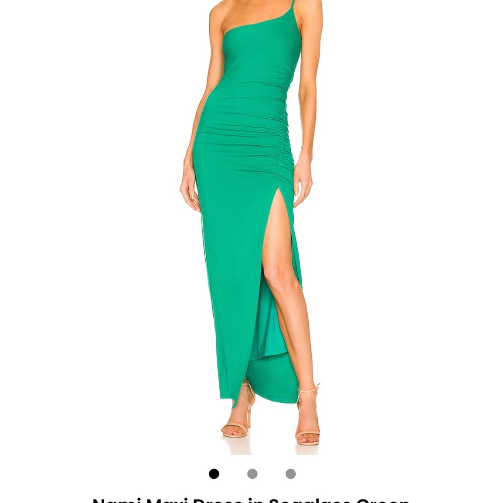 Lovers + Friends Green One Shoulder Maxi Dress